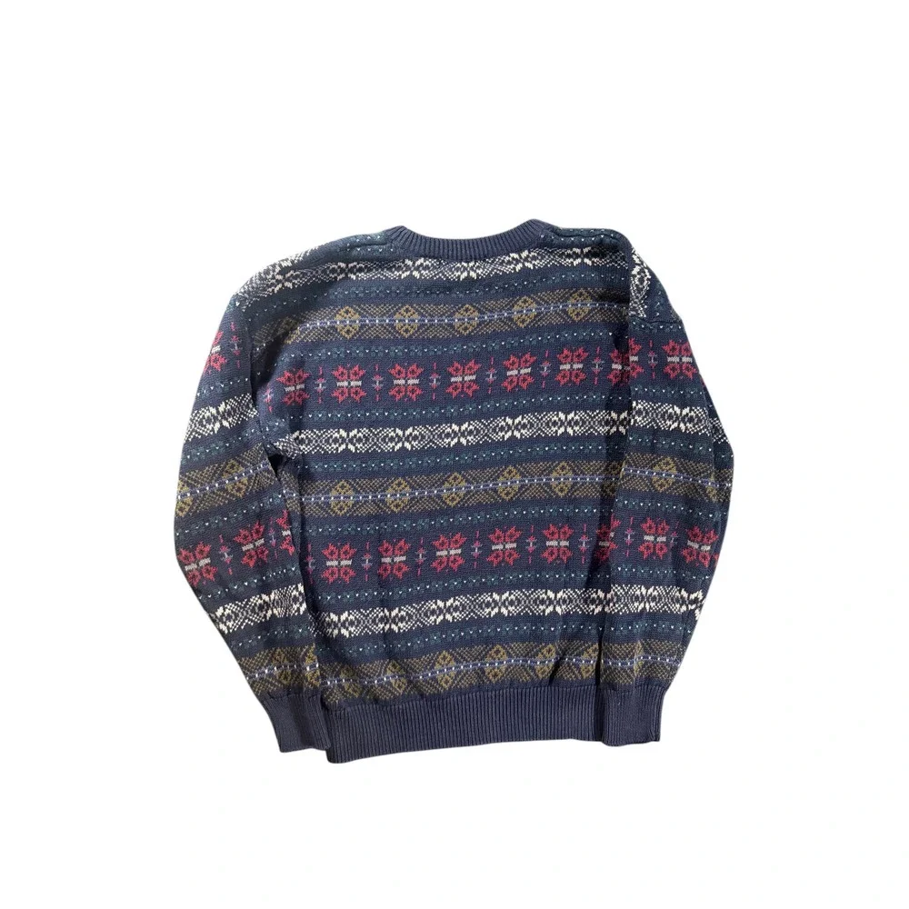 Vintage American Eagle Outfitters Fair Isle Snowflake Navy Knit Sweater Mens L